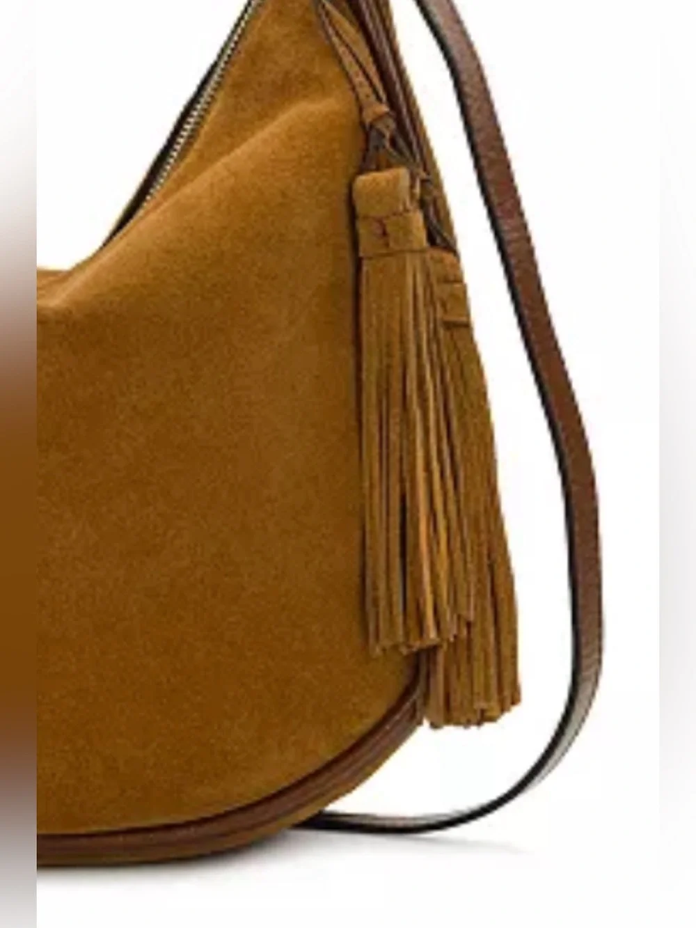 Patricia Nash Suede Leather Chiavari Cognac Tassel Bag see description